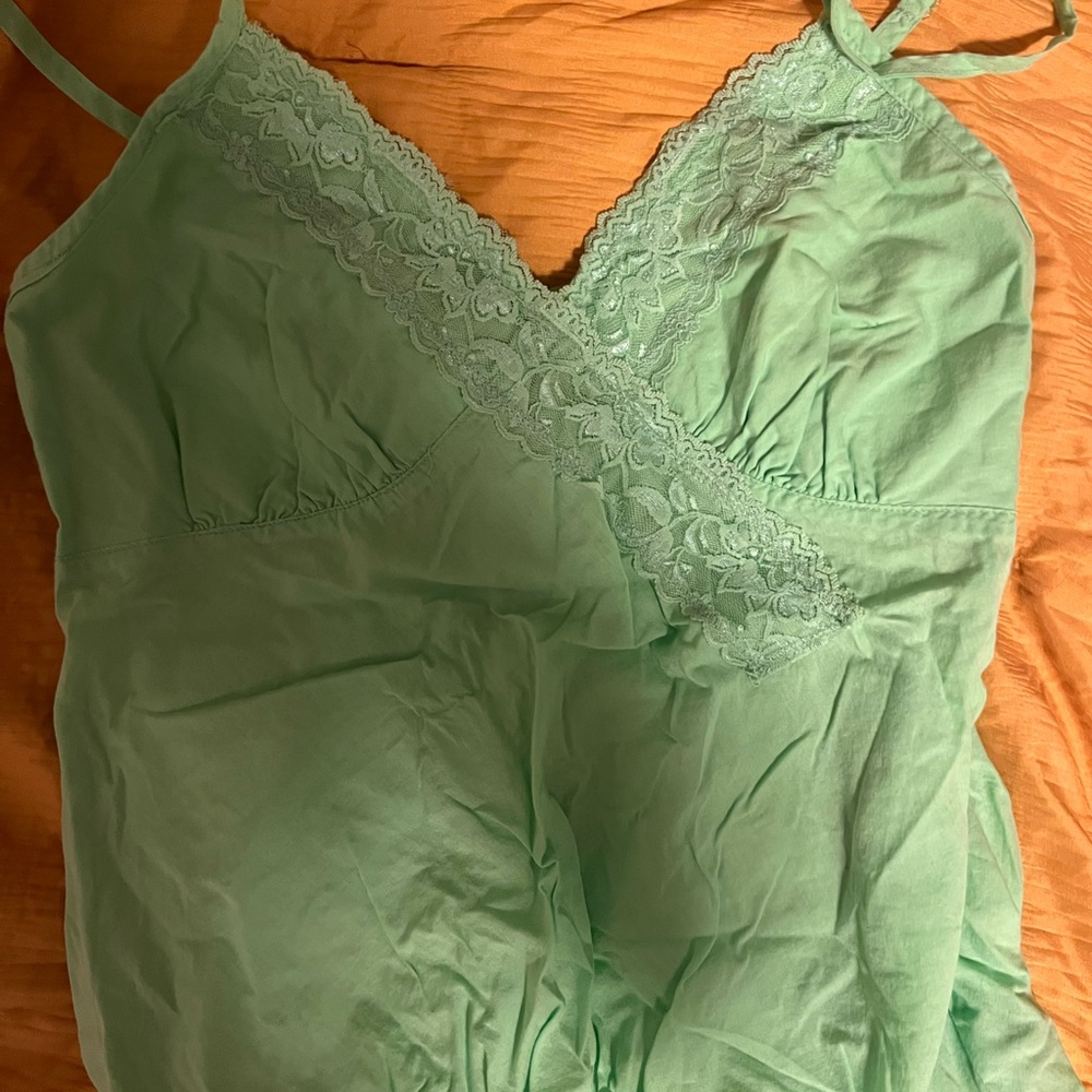Green Lace Trim Tank